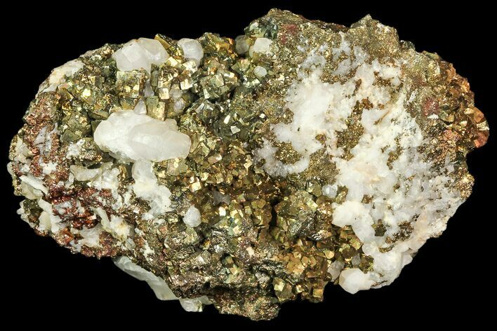 Pyrite On Calcite - El Hammam Mine, Morocco #80360